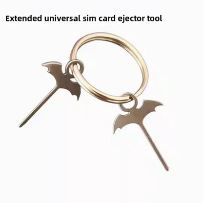 Bat Shaped SIM Eject Pin Keychain 2 Pack, Universal Stainless Steel SIM Card Removal Tool, Gothic Anti-Lost SIM Tray Opener for All Smartphones