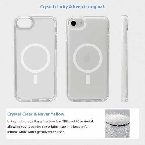 Magnetic iPhone SE2/SE3/8/7 case,Compatible with Magsafe, Military-Grade Protection,Slim Translucent Matte Shockproof with Anti-Scratch Anti-Fingerprint Phone Cover (transparent, iPhone SE2/SE3/8/7) - color: Transparent, size: iPhone SE2/SE3/8/7
