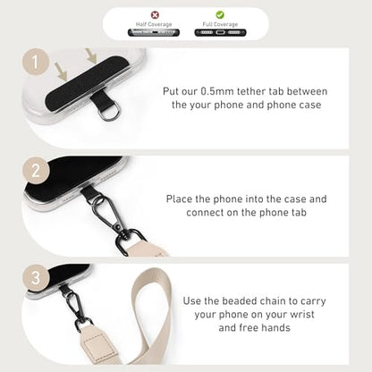 Nekmit Clip and Go Strap for Phone with Wallet Crossbody, Adjustable Phone Lanyard with Detachable Zippered Pouch & Wristlet - color: Dark Beige