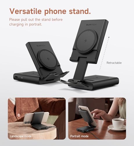 SURITCH for Samsung 3-in-1 Wireless Charging Station, Ultra-Portable Charging Dock Stand for Galaxy S26/S25/S24/S23/S22/S21/Note/Z Fold Flip, Galaxy Watch 8/7/6/5/4/3/Buds, Black - color: Black