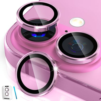 imluckies Camera Lens Protector for iPhone 16 / iPhone 16 Plus, AR+AF Tempered Glass 9H Anti-Scratch Metal Individual Lens Cover, HD Clear Camera Accessories, Case Friendly - Pink - color: Pink