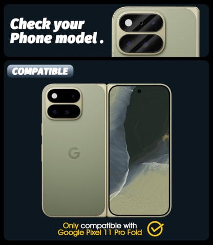 Orzero (3 Pack Camera Lens Protector Compatible for Google Pixel 11 Pro Fold, Protector de Cámera Tempered Glass 9H Precise Camera Cutouts Anti-Scratch Does Not Affect Night Shots and Flash - size: Google Pixel 11 Pro Fold
