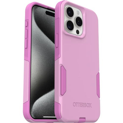 OtterBox iPhone 15 Pro MAX (Only) Commuter Series Case - Run Wildflower (Pink), Slim & Tough, Pocket-Friendly, with Port Protection - color: Pink