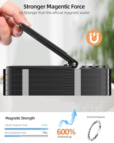for MagSafe Wallet with Money Clip, ID Window & 8 Card Holder | Adjustable Stand, Stronger Magnetic Wallet for iPhone 17/16/15/14/13/12 Series, RFID Blocking, Classic Black - color: Classic Black