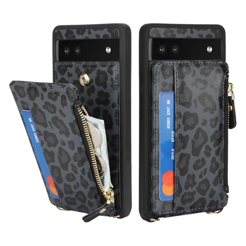 Cavor Compatible with Google Pixel 6a Case Wallet, Leopard Black - color: Leopard Black, size: Google Pixel 6a