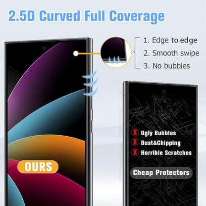 2 Pack Galaxy S24 Ultra Anti spy Privacy Screen Protector, 9H Tempered Glass,Anti-Scratch, Smooth and Responsive Absolute, No Bubbles, High Definition Clear[Anti-Spy Tempered Glass]Easy Install(6.8 ")