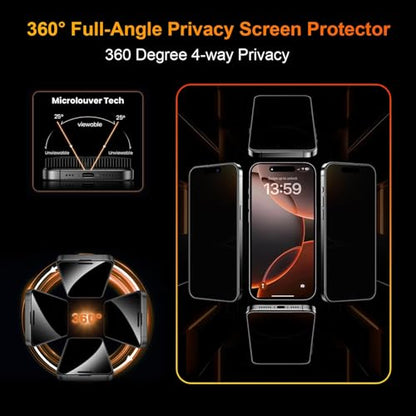 OneFish for iPhone 15 Pro Max 360 Privacy Screen Protector ，2 Pack - size: iPhone 15 Pro Max