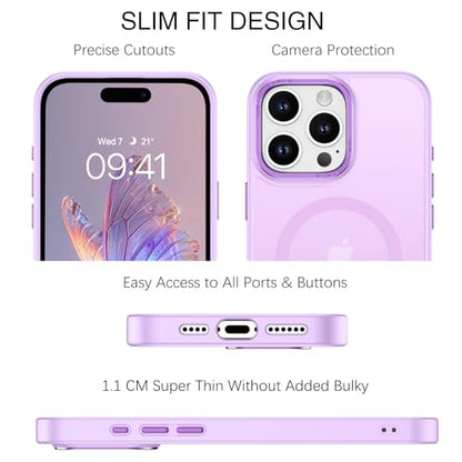 BENTOBEN Magnetic for iPhone 16 Pro Max Case,(Compatible with MagSafe) (Military Grade Drop Protection) Slim Translucent Matte Shockproof with Anti-Fingerprint Phone Case 6.9",Light Purple - color: Light Purple