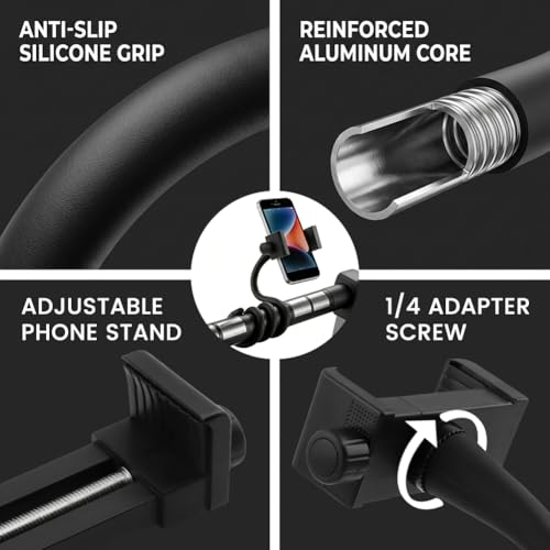 Flexible Phone Holder for Treadmill, Portable Gooseneck 16.9” Long Arm