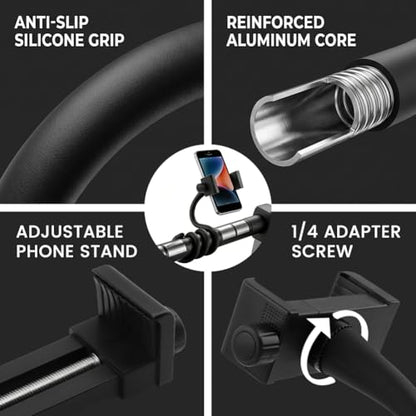 Flexible Phone Holder for Treadmill, Portable Gooseneck 16.9” Long Arm
