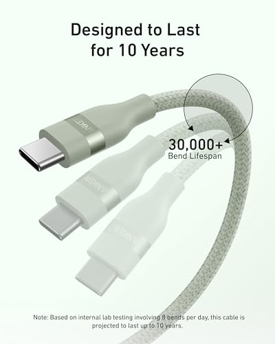 Anker Nano USB C to USB C Cable, 240W Fast Charging Cable (Green, 6ft) - color: Green, size: 6ft
