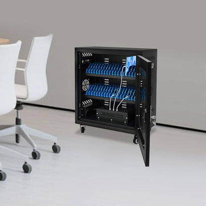 40-Device Charging Station, Charging Cabinet for Cellphones, Rechargeable Cellphone Locker Storage Charging Station, USB Cell Phone Charging Cart with Cable Management & Lock - color: Black-40 Slots