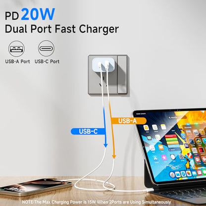 4Pack 20W USB C Charger Block Colorful Dual Port PD Charger & QC 3.0