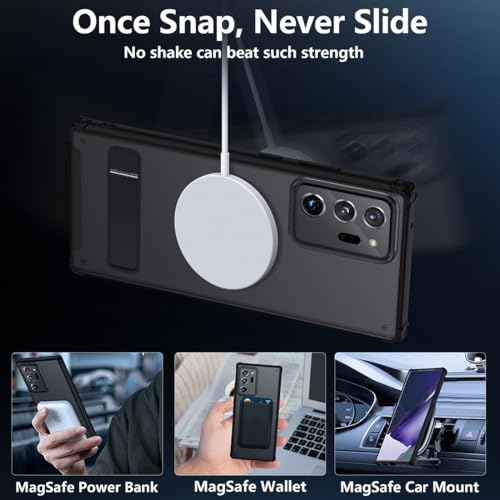 TIANNIUKE Magnetic Case for Samsung Galaxy Note 20 Ultra, Translucent Matte Anti-Fingerprint,Compatible with MagSafe,Adjustable Kickstand,Shockproof Protective Phone Case (Black) - color: Kickstand Black, size: Galaxy Note 20 Ultra