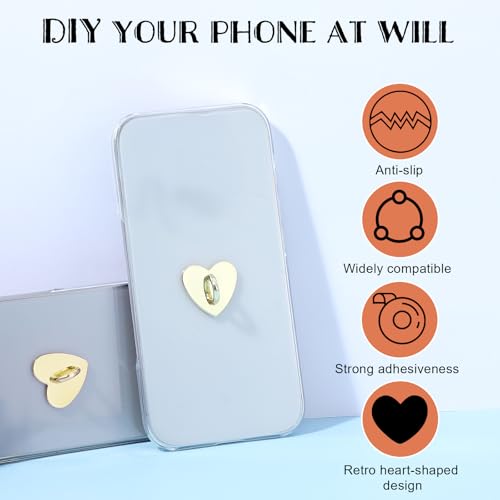 8 Pcs Cell Phone Finger Ring, Metal Phone Charm Rings Cute Cell Phones Accessories Finger Grip Sticky Metal Loop Stand for Cellphone Case Pad Tablet DIY Cellphone Case Supplies (Gold) - color: Gold