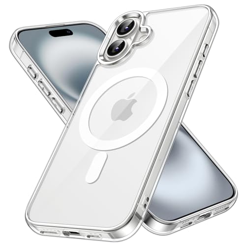 JETech Magnetic Case for iPhone 16 6.1-Inch Compatible with MagSafe, Shockproof Phone Bumper Cover, Anti-Scratch Clear Back (Clear) - color: Clear, size: iPhone 16