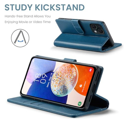 FLIPALM Card Holder Wallet Case for iPhone 15 6.1", Blue | RFID Blocking, PU Leather Folio Flip, Kickstand, Protective Shockproof Cover - color: Blue, size: iPhone 15-6.1"