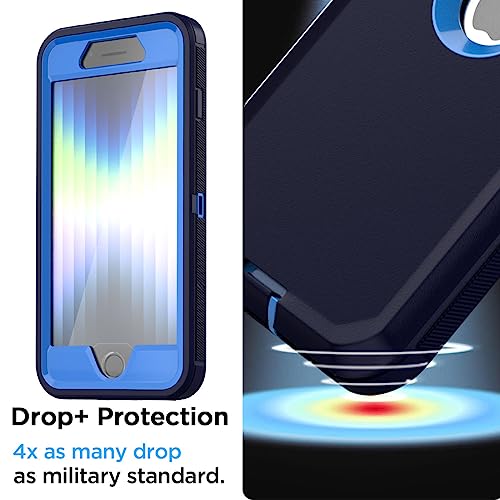 AICase for iPhone SE Case 3rd & 2nd Generation, for iPhone SE 2022/2020 Built-in Screen Protector Heavy Duty Protective Shockproof 3-Layer Full Body Rugged Phone Cover, Admiral Blue/Royal Blue - color: Admiral Blue/Royal Blue
