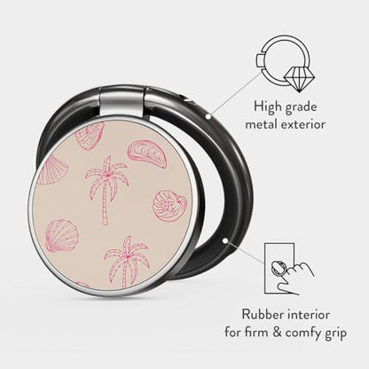 BURGA Cell Phone Ring, Holder Grip and Stand - Finger Phone Grip for Back of Smartphone Case, Kickstand 360 Rotation, Universal Ring for iPhone Samsung Galaxy Huawei Google Pixel, Stylish Accessories - color: Beach Please, style: Gunmetal