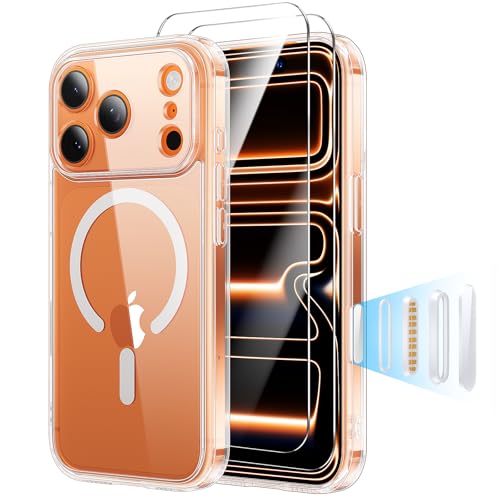 Anti-Yellowing for iPhone 17 Pro Max Case with 2X Screen Protectors, [Compatible with MagSafe] [12FT Military Grade Drop] Slim Thin Phone Cover 6.9 Inch,Clear - color: Translucent, size: Iphone 17 Pro Max