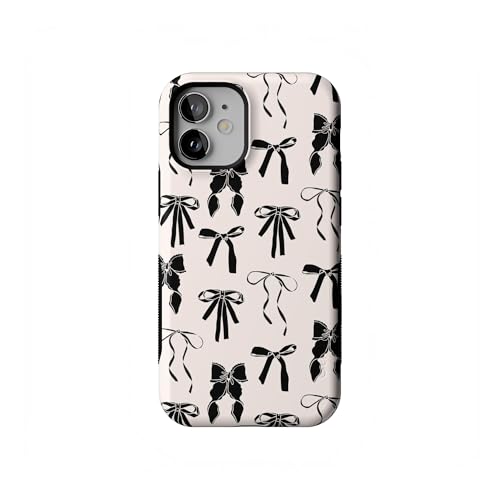Casely iPhone 12 Mini Case | Goth Girlie | Black Bows | Bold Protective Design | Compatible with MagSafe - color: Goth Girlie | Black Bows, size: Iphone 12 Mini