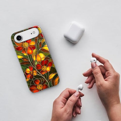 Compatible with iPhone 17 Air,Anti-Scratch Glossy Case Cover,Stained Glass Flower 03 - color: Stained Glass Flower 03, size: IPhone 17 Air