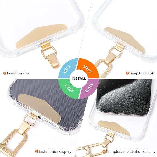 Phone Tether Tab, Bending Design 0.2mm Ultra-thin Stainless Steel Cellphone Lanyard Metal Patch Tether Tab - color: E