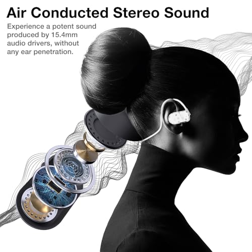 Purity Air Open Ear Headphones - True Air Conduction Wireless Bluetooth Open Ear Earbuds with Dual Mic for iPhone/Android - Secured Long Wearing Comfort, Sports Sweat Resistant (Charming Skulls) - color: Charming Skulls