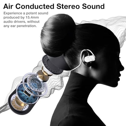 Purity Air Open Ear Headphones - True Air Conduction Wireless Bluetooth Open Ear Earbuds with Dual Mic for iPhone/Android - Secured Long Wearing Comfort, Sports Sweat Resistant (Charming Skulls) - color: Charming Skulls