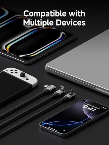 Hagibis USB4 Cable, Right Angle 90Degree Braided 80Gbps, 240W Fast Charging, 8K@60Hz USB4 V2.0 USB-C Cable for iPhone 17 16 15 Pro Max, iPad Pro, MacBook, Thunderbolt 5/4 (Vertical 90 Degree, 1.6FT) - color: Vertical 90 Degree, size: 1.6FT