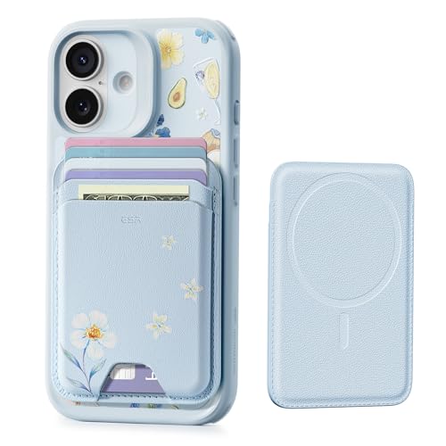 ESR Aura for MagSafe Wallet Women, 5 Card Holder for Phone, RFID Blocking | MagSafe Sticker Included, Slim Magnetic Wallet for iPhone 17/16/15/14/13/12, Selected Samsung, Tropical Paradise, Light Blue - color: Light Blue