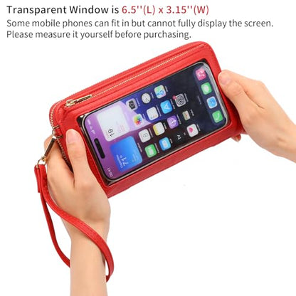 GOIACII Phone Purse Crossbody Bags for Women Small Travel Wallet Touch Screen RFID Blocking - color: A08 Bright Red