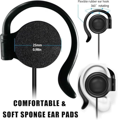 EXMAX Single Headphones 3.5mm Right-Side Earphone One Ear Ear-Hook Headphone for EXD-101 ATG-100T Radio Podcast Laptop MP3 Ear Bud (Right-Side Earphone) - color: Black