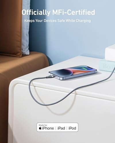 Anker USB C to Lightning Cable, Upcycled-Braided Cord (6 ft) - size: 6ft