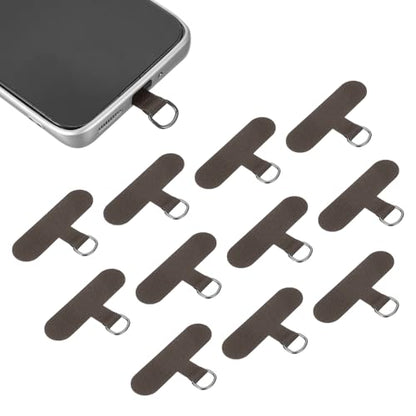 uxcell 12pcs Phone Tether Tab, Universal Phone Lanyard Patch T Shape Cell Phones Strap Replacement Part for Most Smartphone Cases, Brown - color: Brown