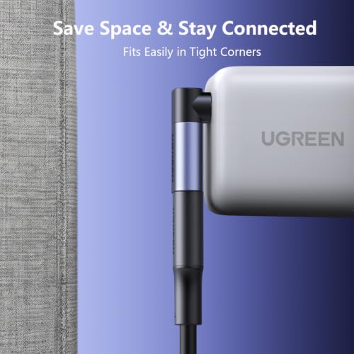 UGREEN 90 Degree USB C Adapter 3 Pack, Right Angle Male to Female Converter