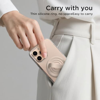 Magnetic Phone Grip for MagSafe, Silicone Ring Grip, Oat - color: Oat