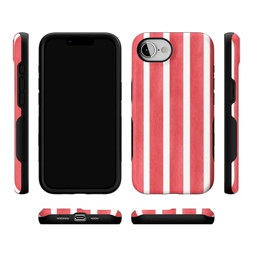 Casely iPhone 16e Case | East Coast Summer | Red Stripes | Bold Protective Design | Compatible with MagSafe - color: East Coast Summer | Red Stripes