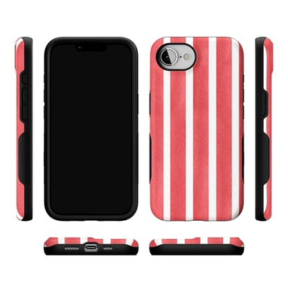 Casely iPhone 16e Case | East Coast Summer | Red Stripes | Bold Protective Design | Compatible with MagSafe - color: East Coast Summer | Red Stripes