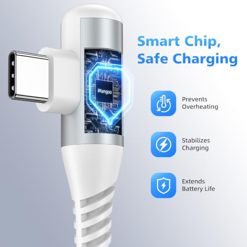 iMangoo USB C Cable 240W Fast Charging 10ft Long Braided-Durable Cord White