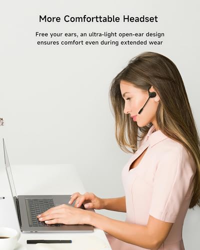 LOBKIN Open Ear Bluetooth Headphones with Noise Cancelling Mic - color: Black