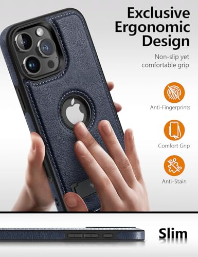 WTCASE Magnetic for iPhone 16 Pro Leather Case,Built-in Invisible Stand [Compatible with Magsafe] Protective Slim Kickstand Phone Cover Compatible with iPhone 16 Pro (2024) 6.3" (Blue) - color: Blue, size: iPhone 16 Pro - 6.3"