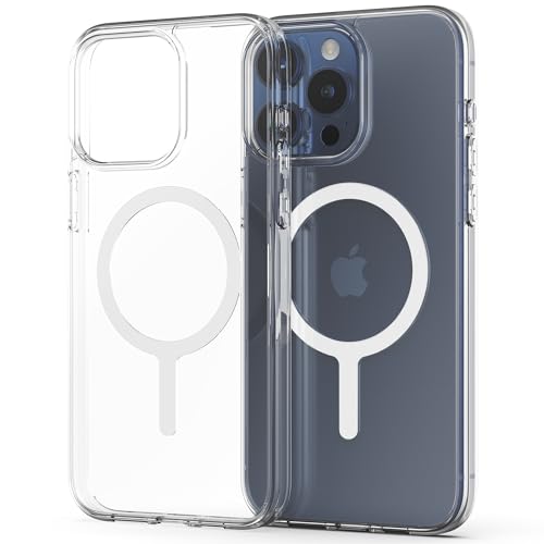 Sinjimoru for iPhone 15 Pro Max Clear Case, Compatible with MagSafe | M-Airclo Basic, anti-yellowing UV coating, shockproof PC TPU bumper, 1000G strong magnet - size: iPhone 15 Pro Max