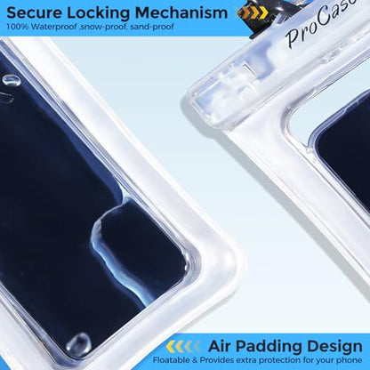 ProCase 2 Pack Floating Waterproof Phone Pouch, IPX8 Dry Bag for 7" Phones | Fits iPhone 17/16/15/14, Galaxy S24/S23 & Pixel 8/7. Touchscreen Waterproof Pouch for Swimming, Diving & Snow -Clear - color: Clear
