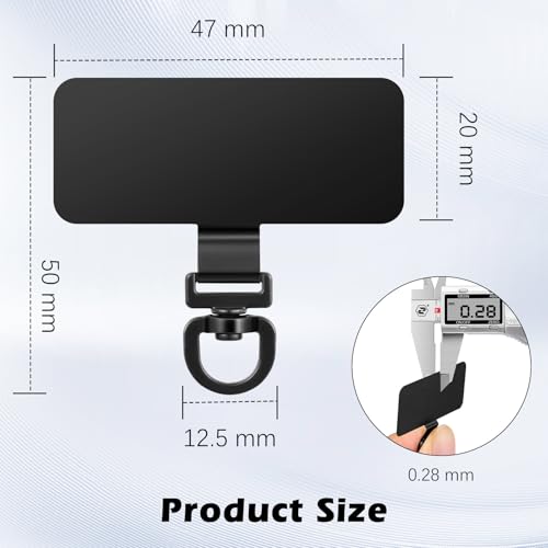 MoKo 2 Pack Metal Phone Tether Tabs, Rotatable 360° Phone Lanyard Patch - color: Dark Black