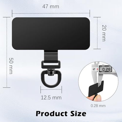 MoKo 2 Pack Metal Phone Tether Tabs, Rotatable 360° Phone Lanyard Patch - color: Dark Black