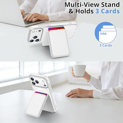 for iPhone 17 Pro Max Case w/Detachable MagSafe Wallet-White | RFID Blocking Card Holder&Kickstand, Military-Grade Drop & Raised Camera Protection for Travel & Commute - color: White