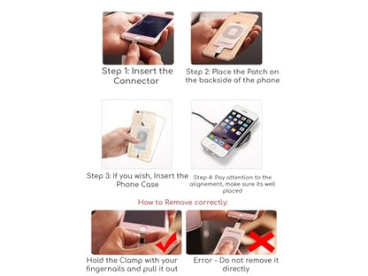 QI Wireless Receiver Charger Adapter for iPhone Slim Charging Card QI Wireless Charging Adapter QI Wireless Charger Receiver Compatible with iPhone 7, 7 Plus, 6, 6 Plus, 5, 5s, 5c