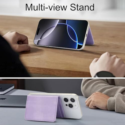 HAII for MagSafe Card Wallet Bag compatible with MagSafe Invisible Ultra-Thin Lightweight Kickstand Magnetic Mobile Wallet Man Woman, 4 Card Slots + 1 Cash Bag. (Purple, Buckle Wallet) - color: Purple, size: 4 Card Slots + 1 Cash Bag - Buckle Wallet