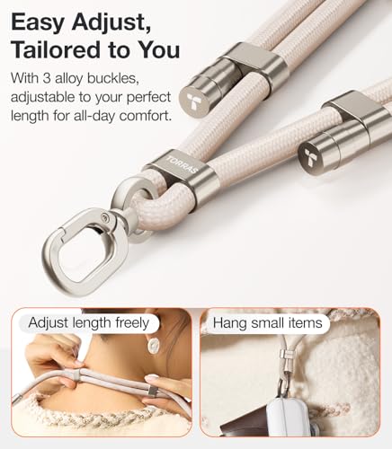 TORRAS Phone Lanyard Crossbody, Adjustable Anti-Theft Neck Strap, Beige - color: 4-beige